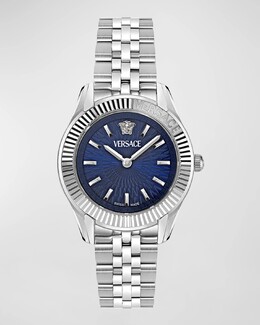 Часы Greca Time, 30 мм, с ремешком-браслетом, нержавеющая сталь/синий Versace, цвет Stainless Steel prod271740091 | stainless steel