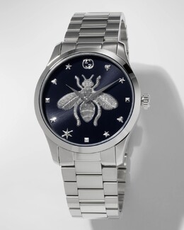 Мужские часы G-Timeless Bee диаметром 38 мм с браслетом из трех звеньев Gucci, цвет Silver prod230950425 | silver