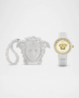 Мужские белые силиконовые часы Medusa Pop с чехлом, 39 мм Versace, белый prod276070324 | white