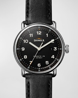 Мужские кожаные часы Canfield, 43 мм Shinola prod258740123 | black