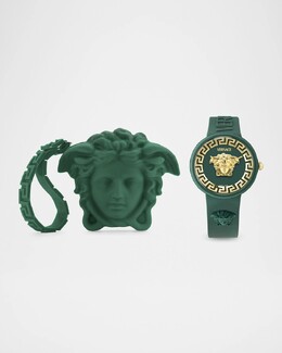 Мужские зеленые силиконовые часы Medusa Pop с чехлом, 39 мм Versace, зеленый prod276070405 | green