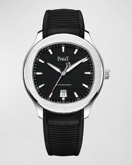 Часы Polo Date диаметром 42 мм с черным каучуковым ремешком Piaget prod253140320