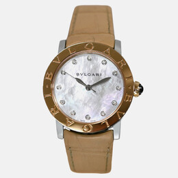 B Bulgari BBLP33SG Diamond Mother-of-Pearl Watch 18K Rose Gold Pre-Owned