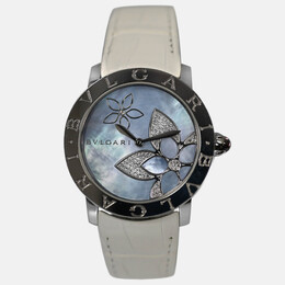 Bulgari BBLP37S Pre-Owned Automatic Diamond Blue Mother of Pearl Dial with Rose Gold Accents Women's Wristwatch 1207113