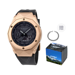 Casio Унисекс-часы с двумя жидкокристаллическими/аналоговыми дисплеями, черные ga-2100-1a1改装-玫瑰金武士刺青