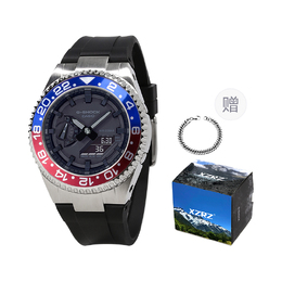 Casio Унисекс-часы с двумя жидкокристаллическими/аналоговыми дисплеями, черные ga-2100-1a1改装-蓝红圈黑胶带