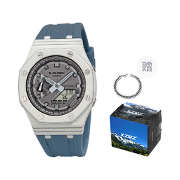 Серые часы унисекс Full Metal Series Casio gm-2100mf-5a改装-白碳纤维壳爵士蓝胶带