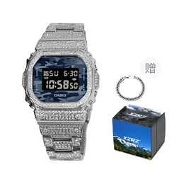 Casio Часы унисекс серии G-SQUAD синего цвета dw-5600ca-2改装-满镶钻银色钢带