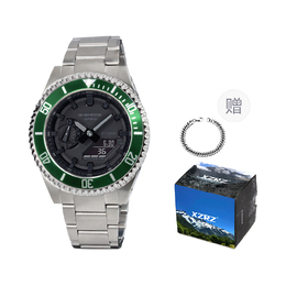 Casio Унисекс-часы с двумя жидкокристаллическими/аналоговыми дисплеями, черные ga-2100-1a1改装-绿圈钢带