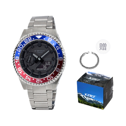 Casio Унисекс-часы с двумя жидкокристаллическими/аналоговыми дисплеями, черные ga-2100-1a1改装-蓝红圈钢带