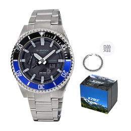 Casio Унисекс-часы с двумя жидкокристаллическими/аналоговыми дисплеями, 46,2 мм, черные ga-2100-1a改装-蓝间黑圈钢带
