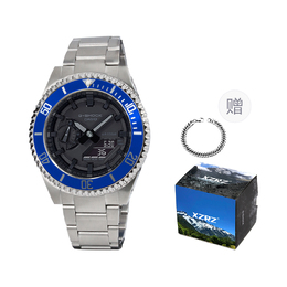 Casio Унисекс-часы с двумя жидкокристаллическими/аналоговыми дисплеями, черные ga-2100-1a1改装-蓝圈钢带