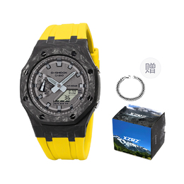 Часы серии Full Metal унисекс Casio gm-2100mf-5a改装-碳纤维壳湖人黄胶带
