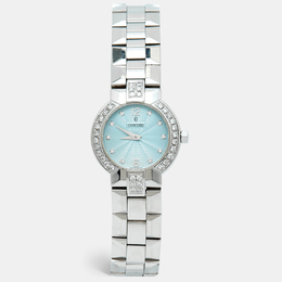 Concord La Scala 14.G4.1843 Women's Wristwatch, Stainless Steel Case with Powder Blue Dial and Diamond Accents