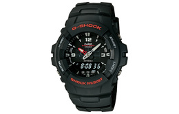 Casio Женские часы g-100-1b с двойным жидкокристаллическим/аналоговым дисплеем, черные