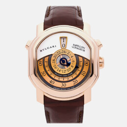 Bulgari Daniel Roth Papillon Voyageur BRRP46GGMTP - 18k Rose Gold Automatic Men's Wristwatch with GMT Function & Jumping Hours Complication (Brown Dial)
