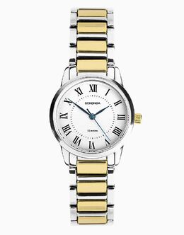 Часы Sekonda Beaumont 28 мм круглые двухцветные в серебряном корпусе 149072025 | silver