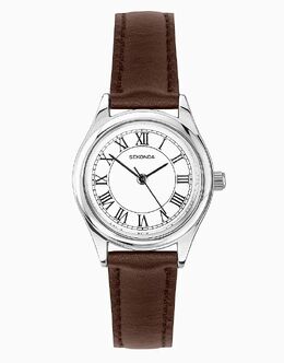 Часы Sekonda Evans 25 мм круглые серебряные коричневого цвета 149072027 | brown