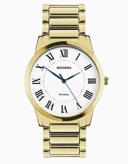 Часы Sekonda Beaumont 40 мм круглые золотые в золоте 149072009 | gold