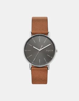 Мужские фирменные часы Skagen с тремя стрелками, нержавеющая сталь — КОРИЧНЕВЫЕ 141946009 | medium brown