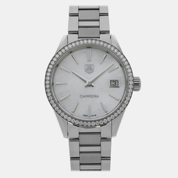 Tag Heuer Carrera WAR1315.BA0778 Quartz White MoP Diamond Stainless Steel Men’s Wristwatch 32mm 1109081