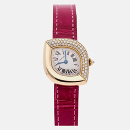Cartier Navette WA601051 Quartz White Dial Watch in 18k Yellow Gold