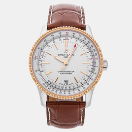U17325211G1P0 - Breitling Navitimer Automatic Silver Stainless Steel & 18k Rose Gold Men's Watch, 38mm
