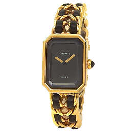 Pre-owned Chanel Premiere L Quartz Black Dial Watch H0001 - Yellow Gold 18kt Case & Bracelet