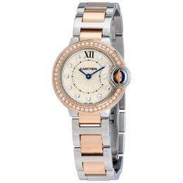 USED Cartier Ballon Bleu Diamond Silver Dial Ladies Watch WE902076