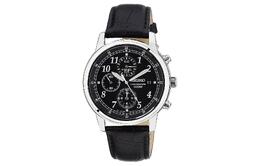 Seiko Кварцевый механизм, кожаный ремешок, 40 мм, мужские часы, черный циферблат sndc33p1