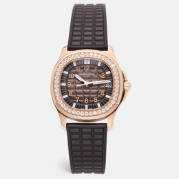 Patek Philippe 18K Rose Gold and Diamond Taupe Dial Aquanaut 5268/R-001 Women's Wristwatch 35 mm 1209087