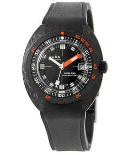 Doxa Sub 300 Carbon Sharkhunter Automatic Black Dial Rubber Strap Men's Watch 822.70.101.20