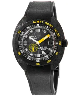 Doxa Sub 300 Carbon Aqua Lung US Divers Sharkhunter Automatic Black Dial Rubber Strap Men's Watch 822.70.101aql.20