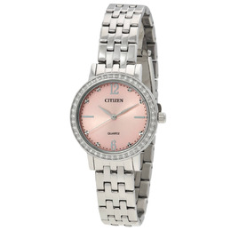 Citizen Quartz Crystal Pink Dial Ladies Watch: EL3100-55W