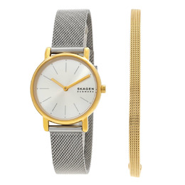 Skagen Signatur Lille White Dial Ladies Watch and Bracelet Set SKW3153SET