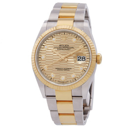 Rolex Datejust 36 Golden Fluted Diamond Dial Automatic Steel and 18KT Yellow Gold Oyster Watch m126233-0046-0045