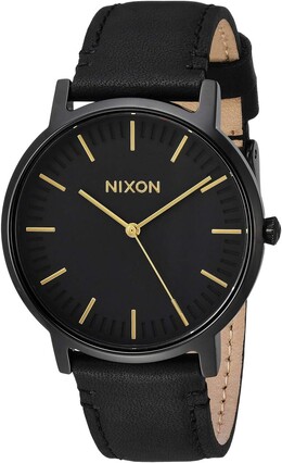 Часы Porter Leather Nixon, цвет All Black/Gold 8736066 | all black/gold