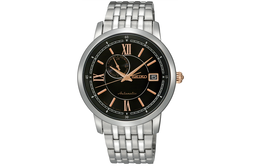 Seiko Автоматические механические часы с ремешком из нержавеющей стали, мужские часы с черным циферблатом ssa043j1