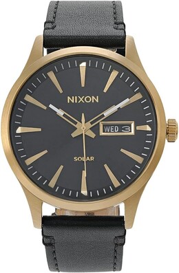 Часы Sentry Solar Leather Nixon, цвет All Gold/Black 9727027 | all gold/black