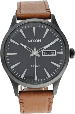 Часы Sentry Solar Leather Nixon, бронза 9727027 | gunmetal
