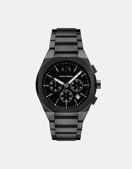 Часы Armani Exchange Chronograph из черной нержавеющей стали 141946189 | black