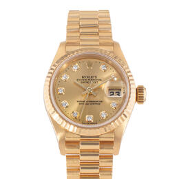 Pre-owned Rolex Datejust 26 Automatic Chronometer Diamond Champagne Dial Ladies Watch 79178 cdp