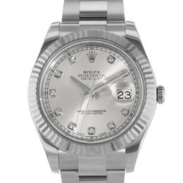 Pre-owned Rolex Datejust II Automatic Chronometer Diamond Silver Dial Mens Watch 116334 sdo