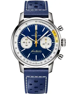 Breitling Top Time B01 Gino Bartali Limited Edition Chronograph Blue Dial Leather Strap Men's Watch ab01767a1c1x1