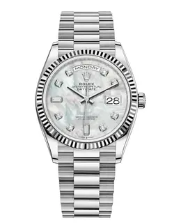 Rolex Day Date White Gold Mother of Pearl Diamond Dial Women's Watch m128239-0007
