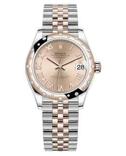 Rolex Datejust 31 Stainless Steel Rose Gold Rolesor Roman Dial Diamond Bezel Women's Watch Model M278341RBR-0006