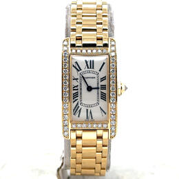 Pre-owned Cartier Tank Americaine Quartz Diamond Silver Dial Ladies Watch 2482