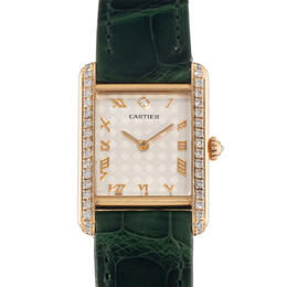 Pre-owned Cartier Tank Louis Quartz Diamond Silver Dial Ladies Watch wa201451