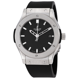 Pre-owned Hublot Classic Fusion Black Dial Black Rubber Strap Mens Watch 511.zx.1170.rx