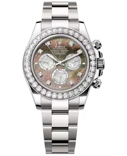 Rolex Cosmograph Daytona White Gold Chronograph Diamond Black & White Mother of Pearl Dial Oyster Bracelet Men's Watch m126579rbr-0001